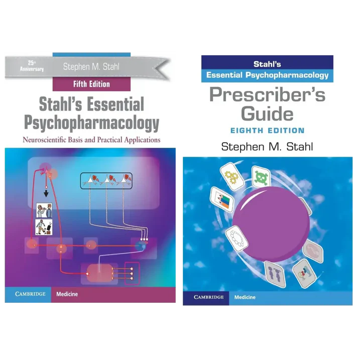 Front cover box set of Stahl's Essential Psychopharmacology 5th Edition and Prescriber's Guide 8th Edition Bundle at Nybookshub