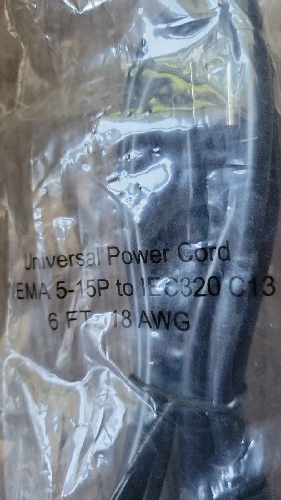 Universal Power Cord - 6ft NEMA 5-15P to IEC320 C13, 18 AWG, UL Approved