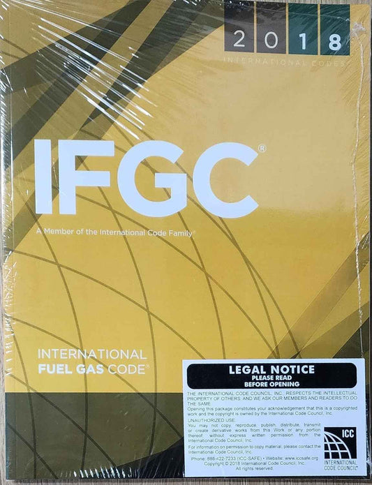 2018 International Fuel Gas Code IFGC ICC Paperback