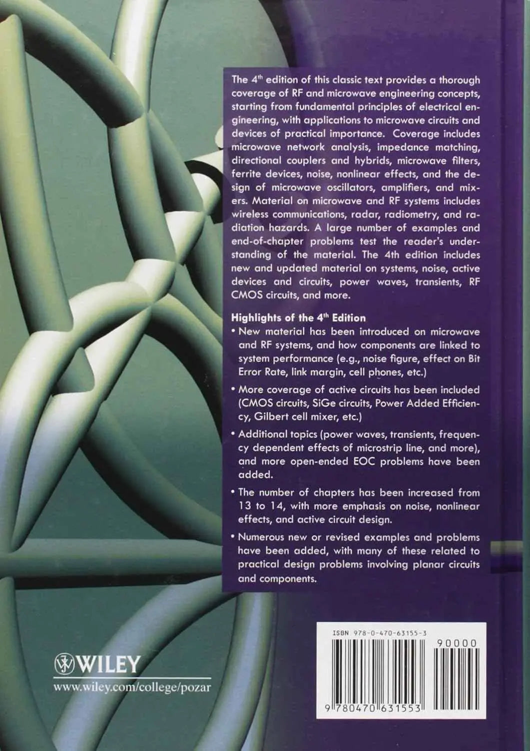 Microwave Engineering – 4th Edition David M. Pozar Hardcover |9780470631553|