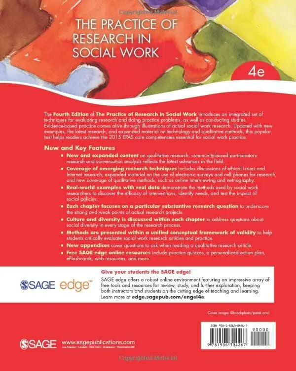Engel and Schutt Social Work Research textbook with ISBN 9781506304267