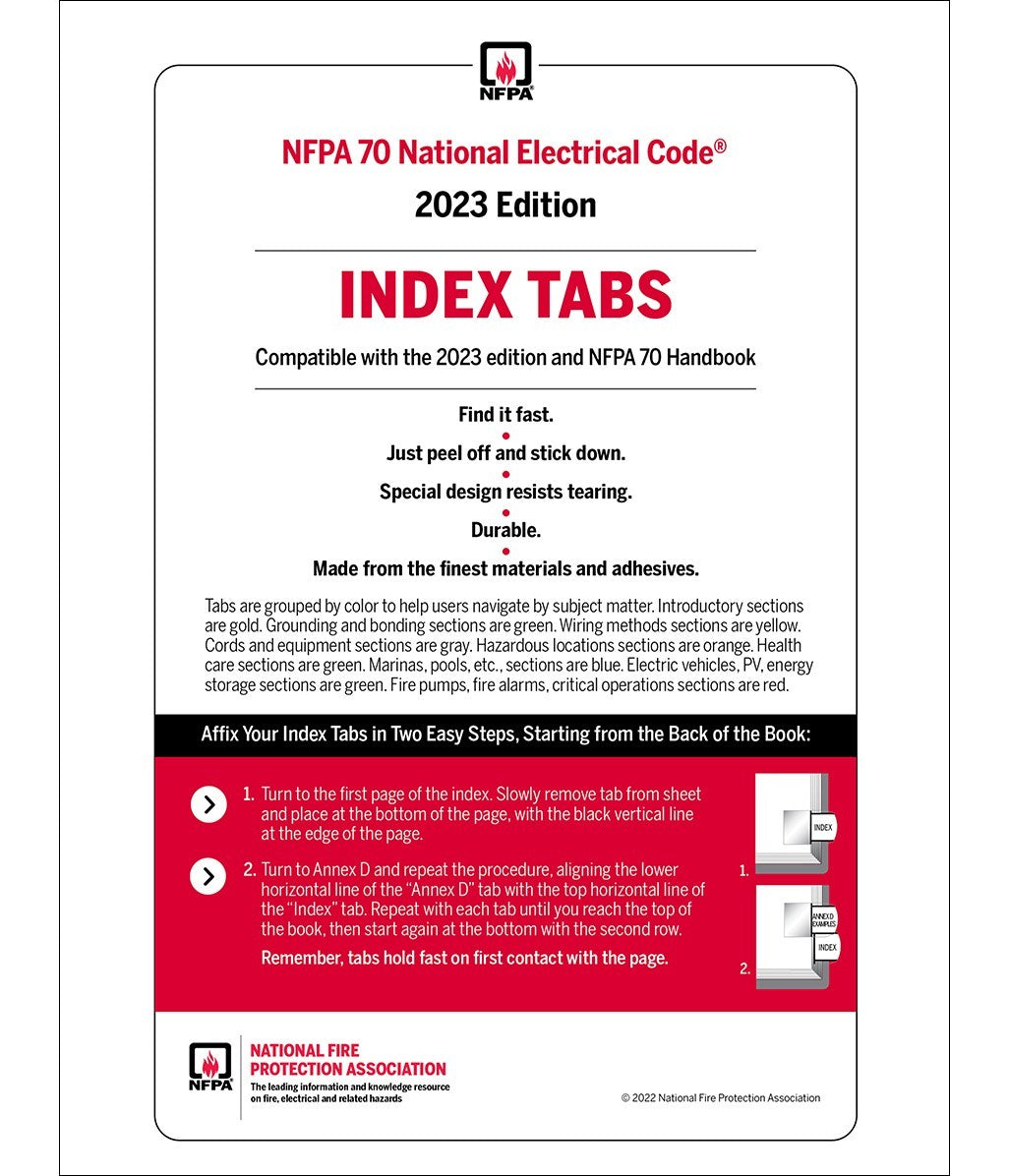 NFPA 70 National Electrical Code (2023 Edition) + 2023 Index Tabs Combo Set everett0906