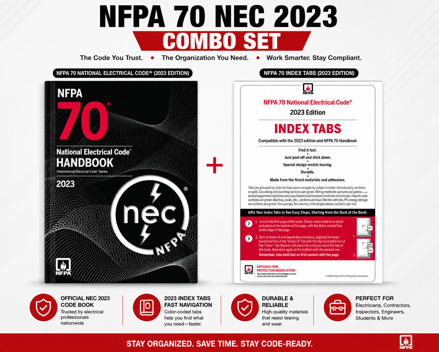 NFPA 70 NEC 2023 Handbook + 2023 Index Tabs Official Combo Set NEC
