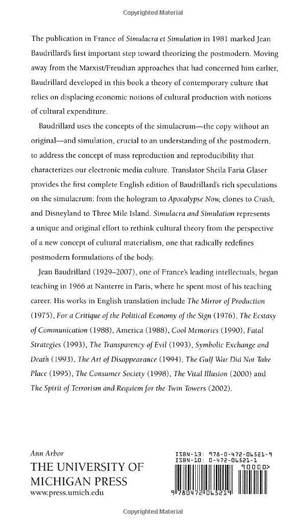 Simulacra and Simulation: Paperback – 1 January 1994 image 2
