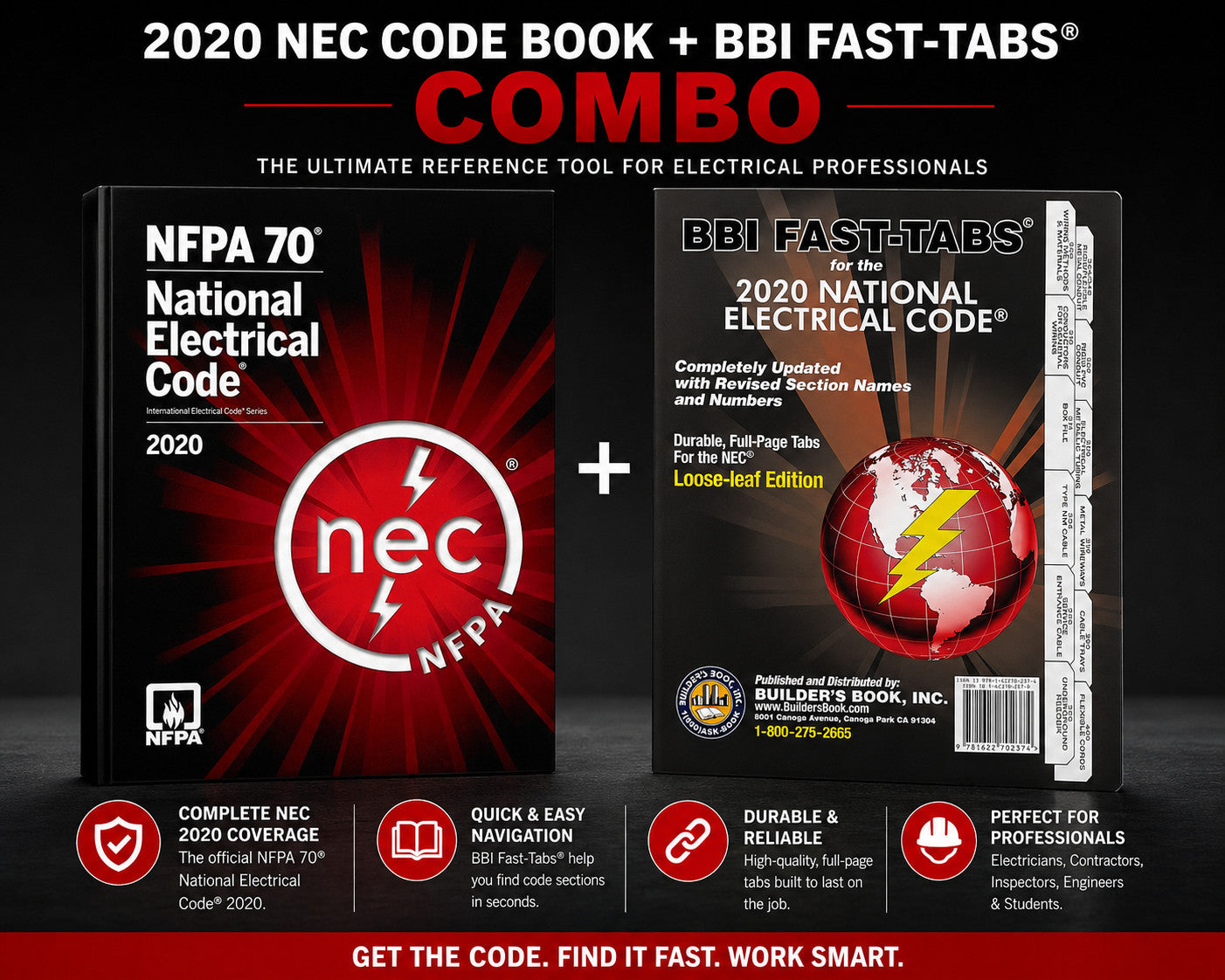 NFPA 70 NEC 2020 Code Book + BBI Fast-Tabs Combo Set Electrical Code Guide CENAGE LEARNING