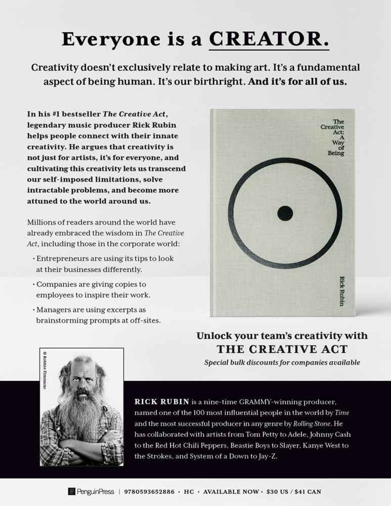 The Creative Act – A Way of Being Rick Rubin (Hardcover)