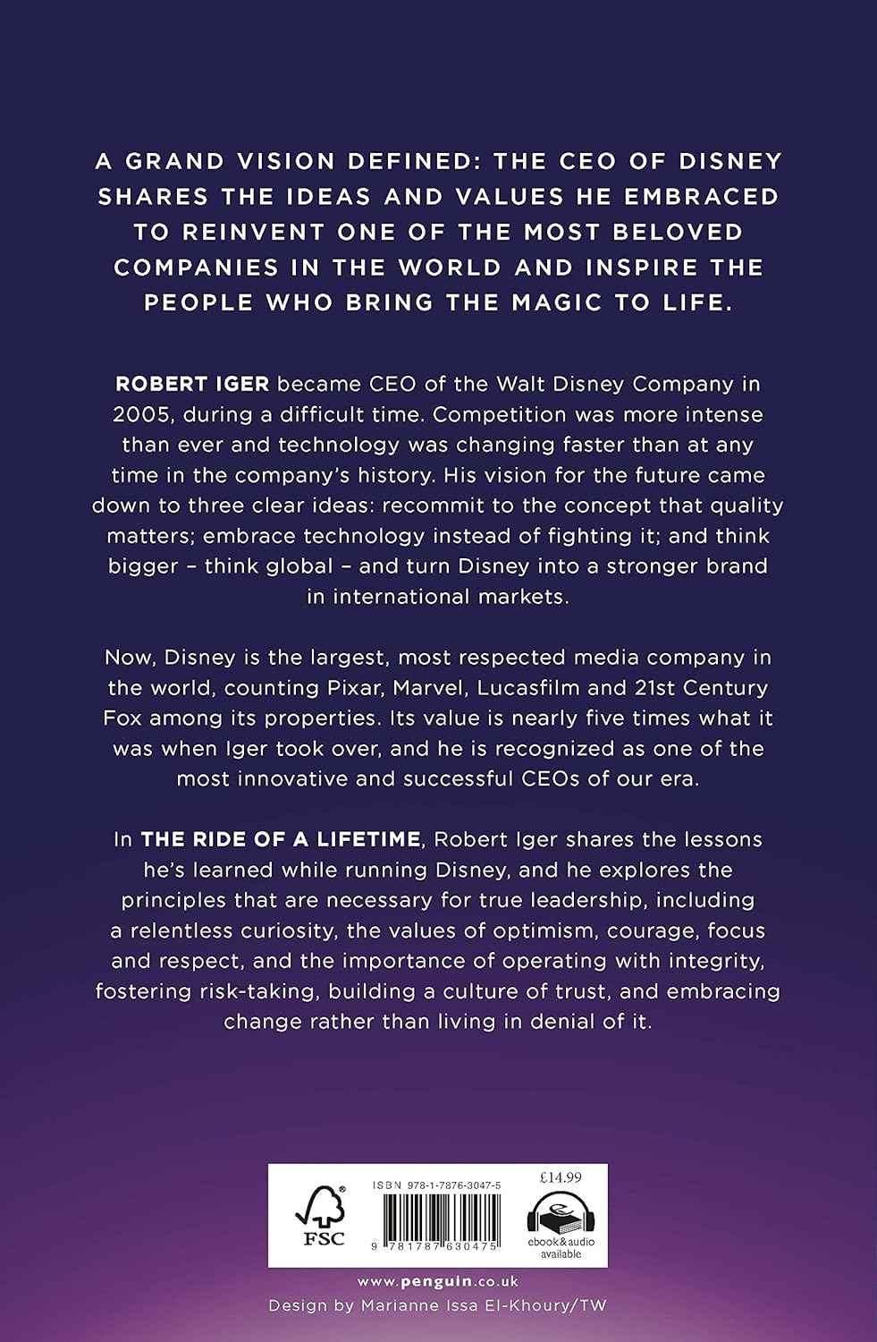 Creative Leadership Principles – The Ride of a Lifetime Robert Iger |9781787630475|