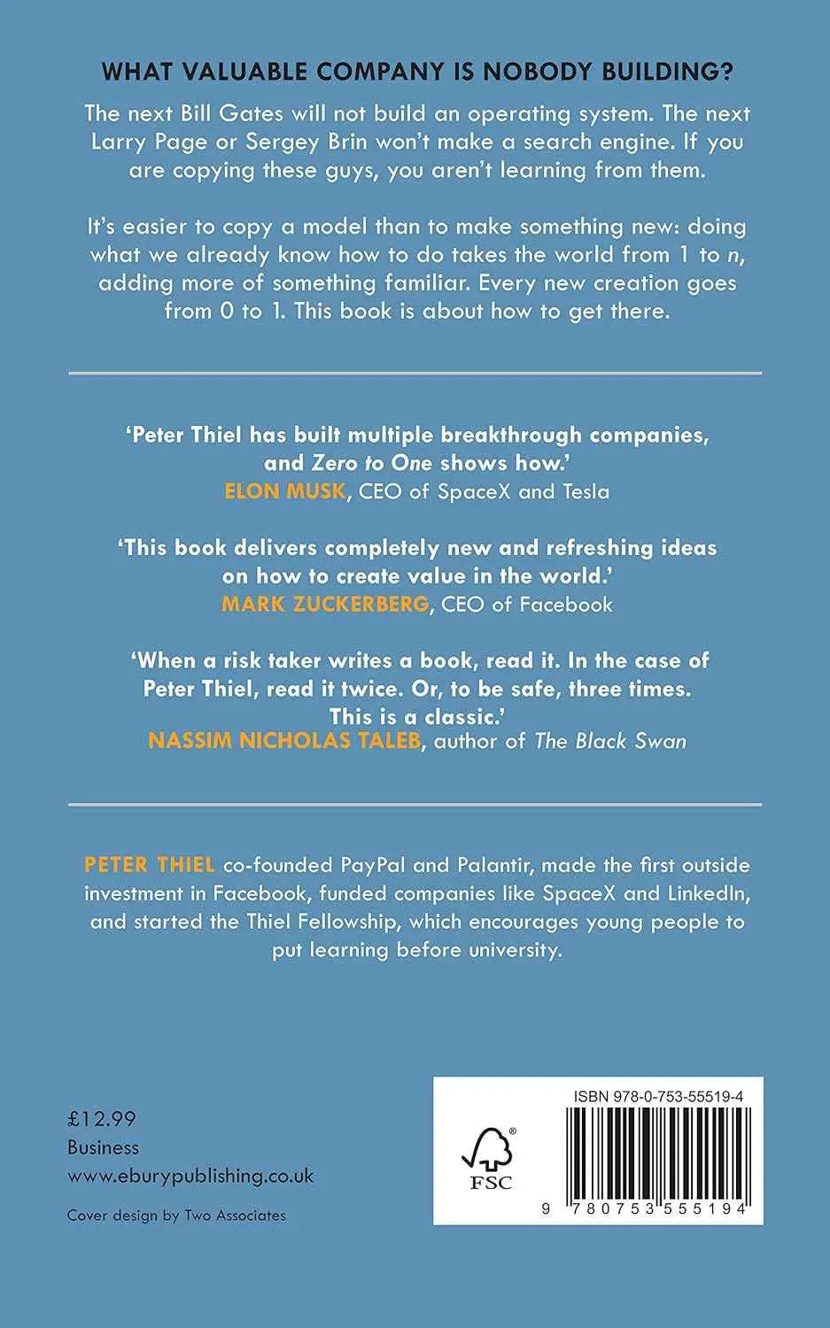 Zero to One: Notes on Start Ups – Peter Thiel & Blake Masters Paperback |9780753555194|